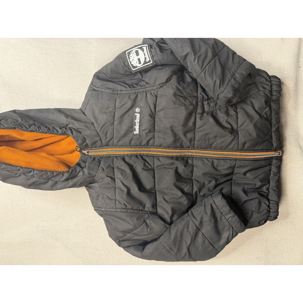Timberland Jacket Youth 4 Black Hooded Puffer Fleece Lined Winter Coat Outerwear